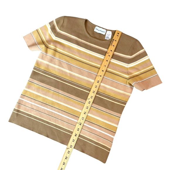Alfred Dunner Brown and Yellow Striped Short Sleeve Tee - Picture 3 of 5